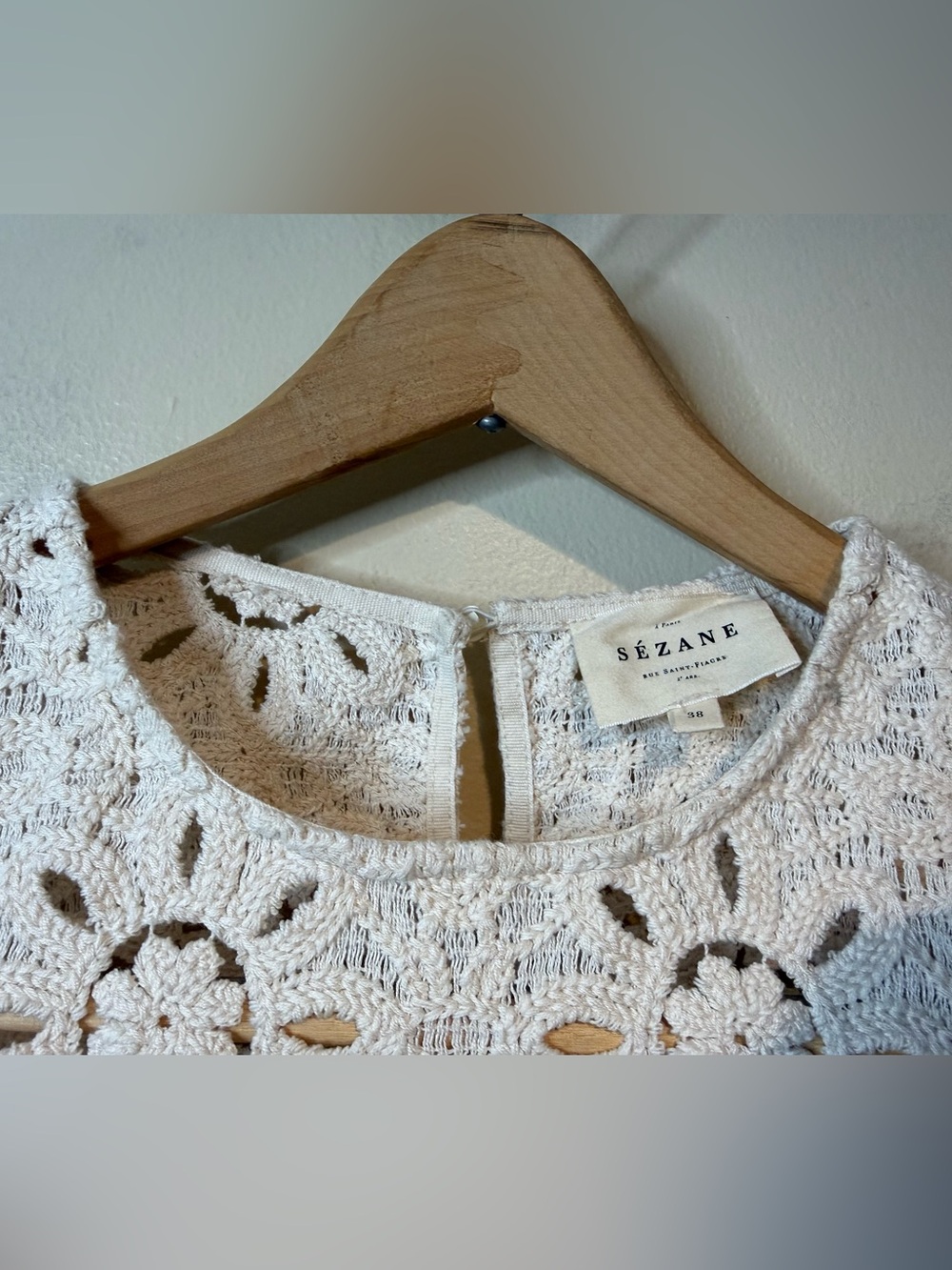 Sézane Ecru Sun Guipure Jesse Blouse - Picture 5 of 11
